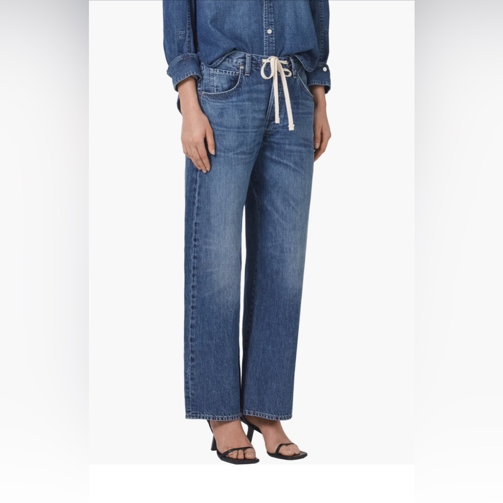 Citizens Of Humanity Brynn Wide Leg Organic Cotton Trousers Cropped Petite - Picture 5 of 5